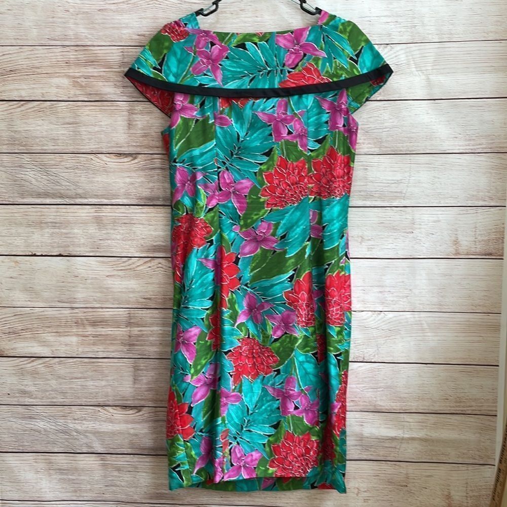 VINTAGE JOAN LESLIE TROPICAL PRINT DRESS - Picture 8 of 11